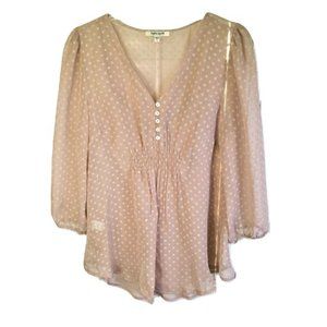 DANIEL RAINN ROSE PINK PEASANT POLKA DOT TUNIC TOP